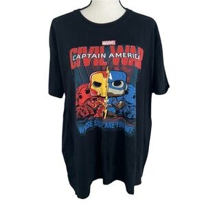 FUNKO Pop Marvel Adult Size 2XL Black Captain America Civil War T-shirt